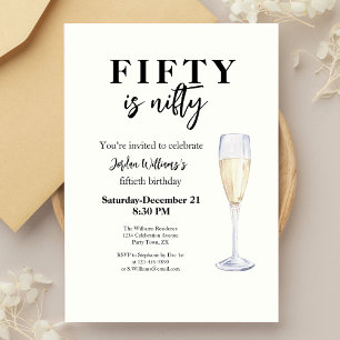 Fifty Is Nifty Funny Elegant Simple 50th Birthday Invitation