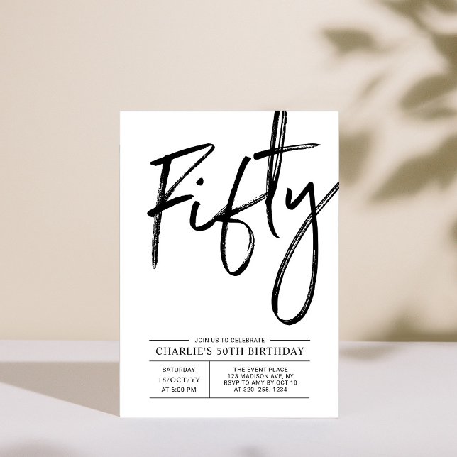 Fifty | Modern 50th Birthday Party Invitation (Creator Uploaded)