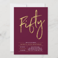 Fifty | Modern Gold & Burgundy 50th Birthday Party