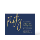 Fifty | Navy & Gold Modern 50th Birthday Party