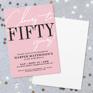 Fifty Pink 50th Birthday Party Invitation