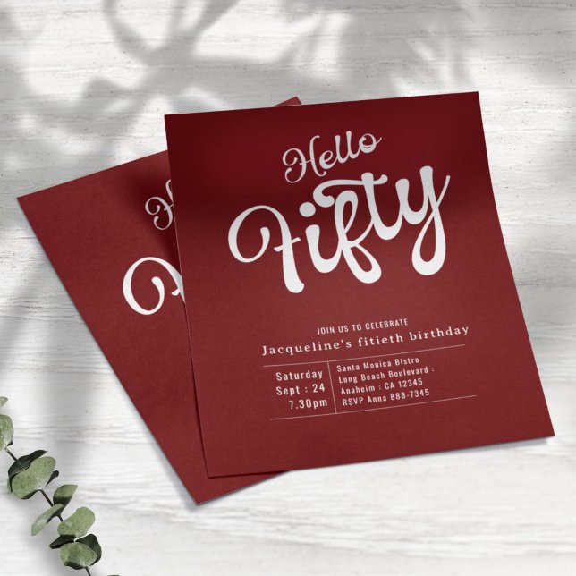 Fifty Red White Budget 50th Birthday Invitation Flyer (Creator Uploaded)