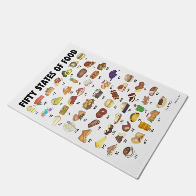 FIFTY STATES OF FOOD United States America USA Art Doormat (Angled)