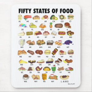 FIFTY STATES OF FOOD United States America USA Art Mouse Pad
