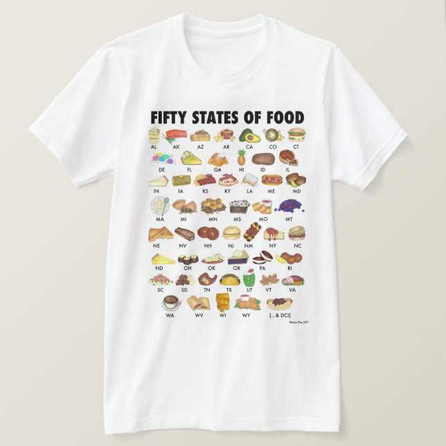 FIFTY STATES OF FOOD United States America USA Art T-Shirt (Design Front)