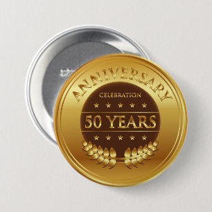 Fifty Years Anniversary Celebration Gold Medal 7.5 Cm Round Badge