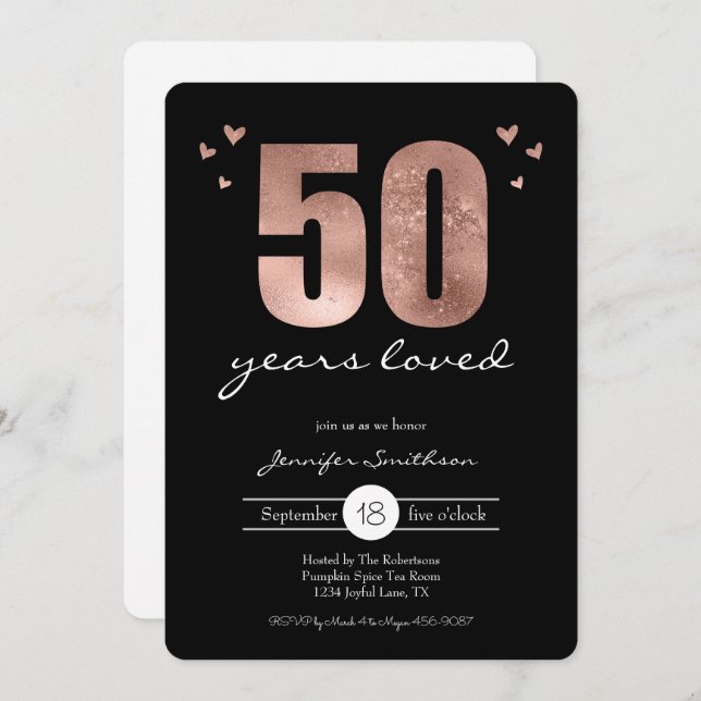 Fifty Years Loved Birthday party Invitation (Front/Back)
