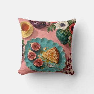 Fig Almond Cake Turquoise Breakfast Table Cushion