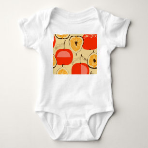 Fig, apple, retro seamless style. baby bodysuit