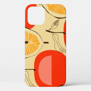 Fig, apple, retro seamless style. iPhone 12 case