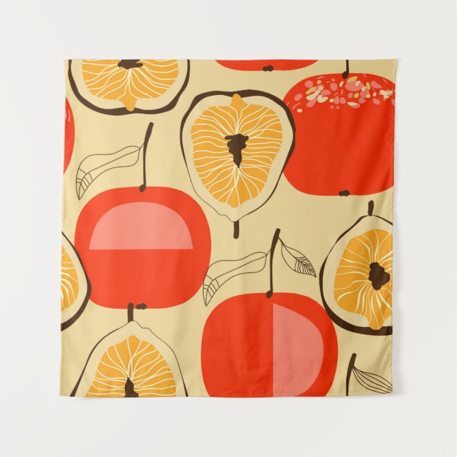 Fig, apple, retro seamless style. tapestry (Front)