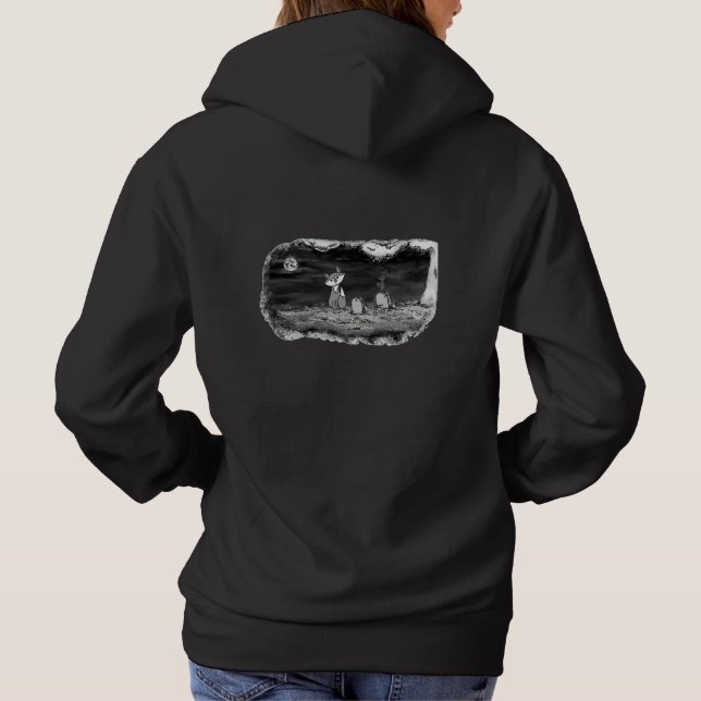 Fig & Blinky Graveyard Ladies Black Hoodie (Back)