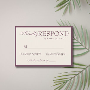 Fig Cream Old Money Classic Luxe Wedding RSVP Card