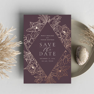 Fig   Floral Diamond Foil Save the Date Card