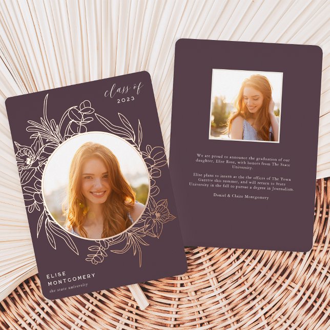 Fig | Floral Foil Photo Graduation Announcement (Creator Uploaded)