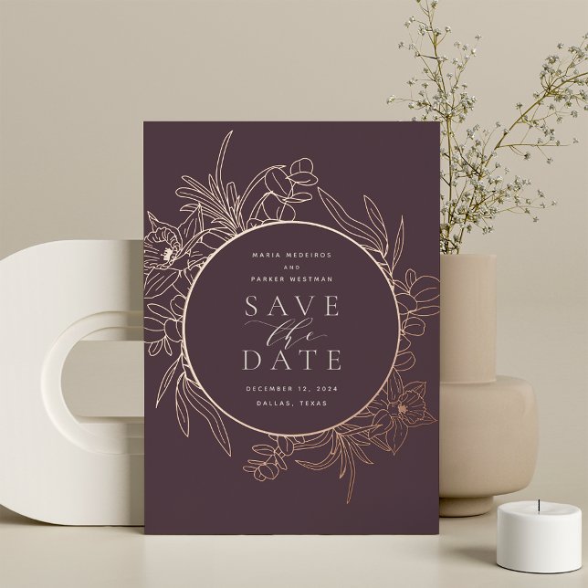 Fig | Floral Foil Save the Date Card (Creator Uploaded)