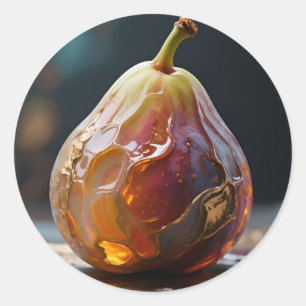 Fig Fruit Amber Glass Sculpture Classic Round Sticker