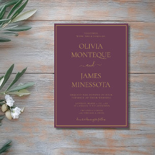 Fig Gold Frame Old Money Luxury Formal Wedding Invitation