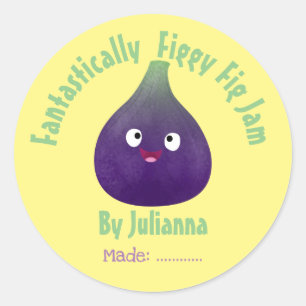 Fig jam cute cartoon produce label