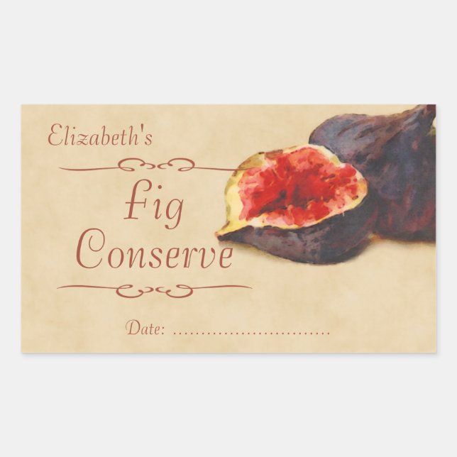 Fig jam or canning rectangular sticker (Front)