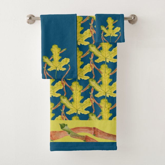 Fig Leaves on a Bathroom Towel Set (Insitu)