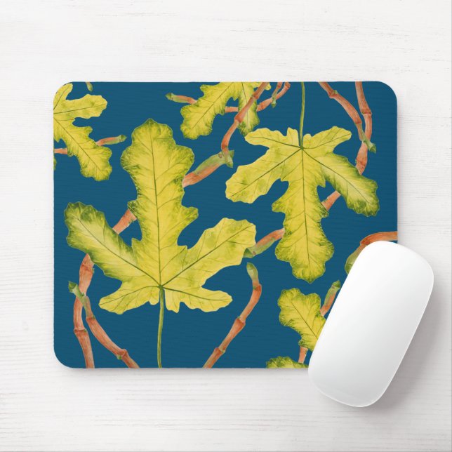 Fig Leaves on a Mouse Pad (With Mouse)