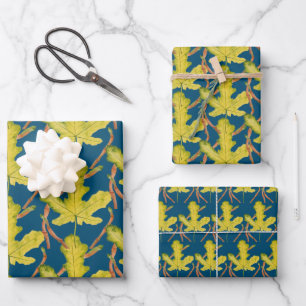 Fig Leaves on a Wrapping Paper Set 