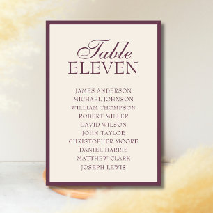 Fig Old Money Wedding Seating Chart Table Number