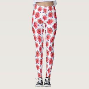 Fig slices watercolor leggings