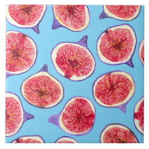 Fig slices watercolor pattern ceramic tile