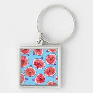 Fig slices watercolor pattern key ring
