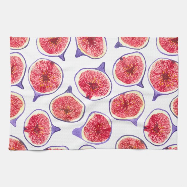 Fig slices watercolor tea towel (Horizontal)