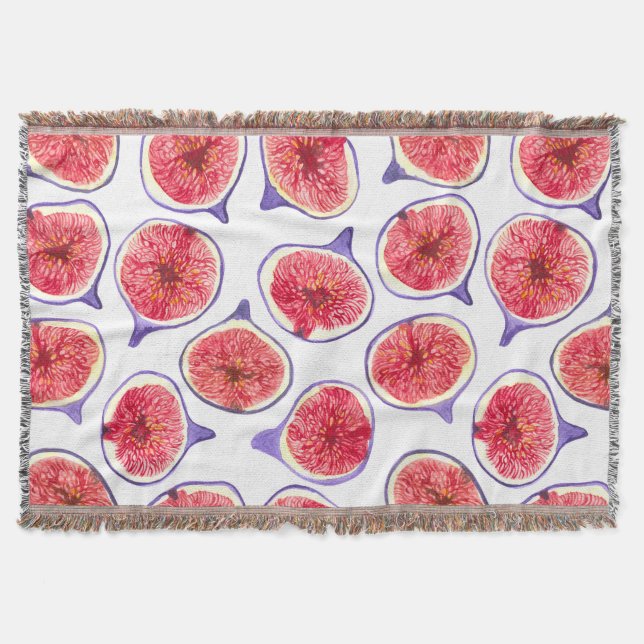 Fig slices watercolor throw blanket (Front)