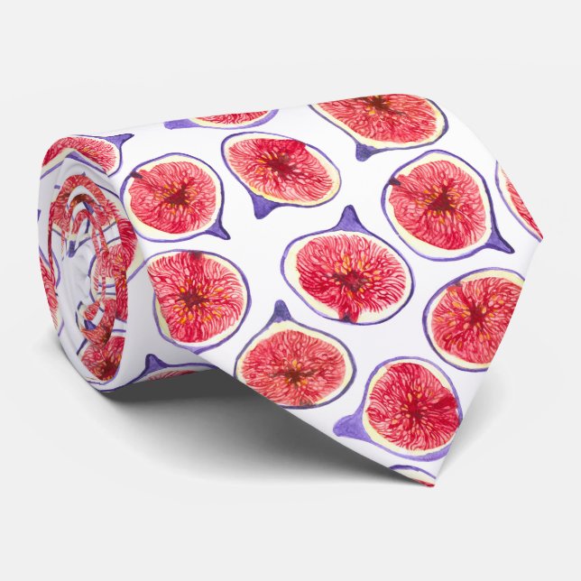 Fig slices watercolor tie (Rolled)