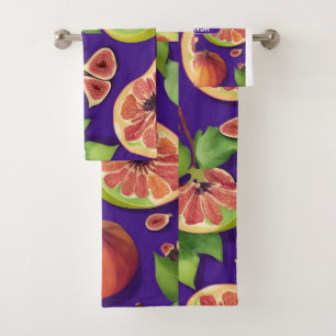 Fig Watercolor Colourful Personalised Pattern Bath Towel Set