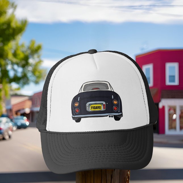 Figarations Black Figaro Car Trucker Hat (Perfect trucker hat for the  Figaro Driver. Add your name or initials)