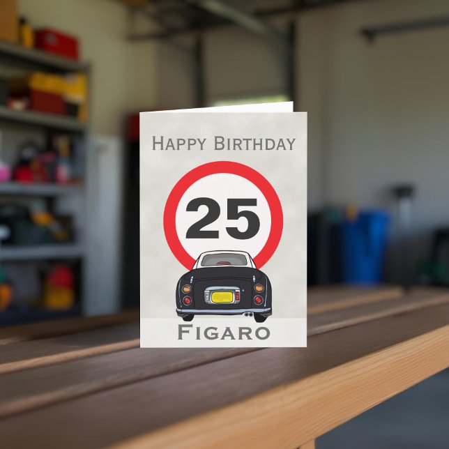 Figarations Black Figaro Motor Car Birthday Card (Happy birthday to your car! (or send it to your figaro loving friends))