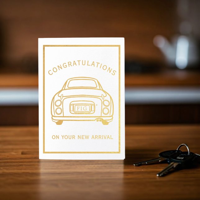 Figarations Congratulations Figaro Car Foil Card (Congratulations on your new car!)