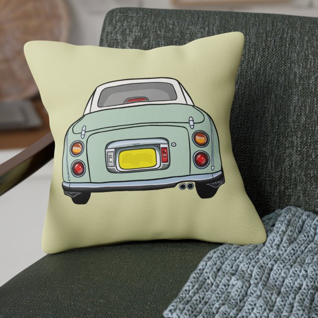 Figarations Cute Emerald Green Figaro Car Cushion (Fun emerald green figgy on a lighter green pillow perfect for your car or home)