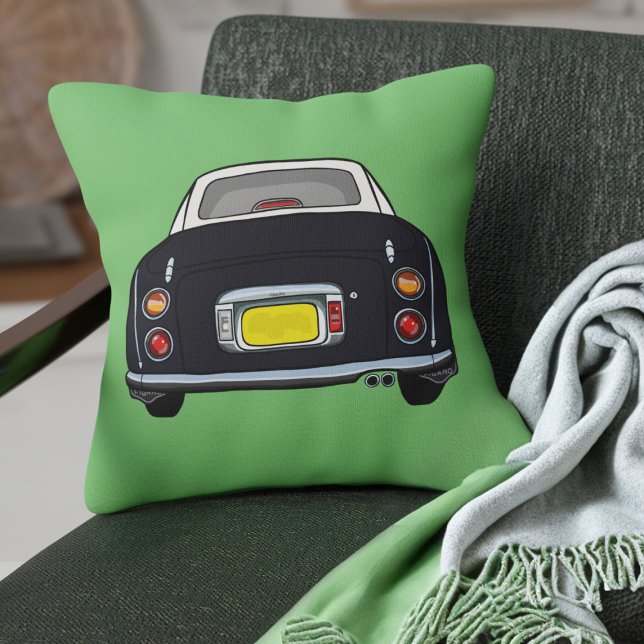 Figarations Cute Figaro Black Japanese Car Green Cushion (Fun black figgy on a green pillow perfect for your car or home)