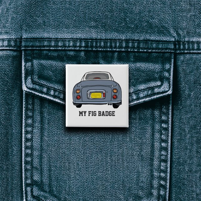 Figarations Cute Lapis Grey Figaro Car Name 15 Cm Square Badge (A fun figgy pin button badge to attach to you! Show off your love of lapis grey figaro cars)