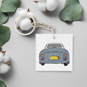 Figarations Cute Lapis Grey Figaro Car Square Key Ring