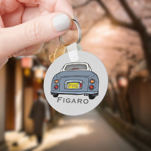 Figarations Cute Lapis Grey Figaro Driver Name Key Ring