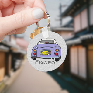 Figarations Cute Lilac Figaro Car Driver Name Key Ring