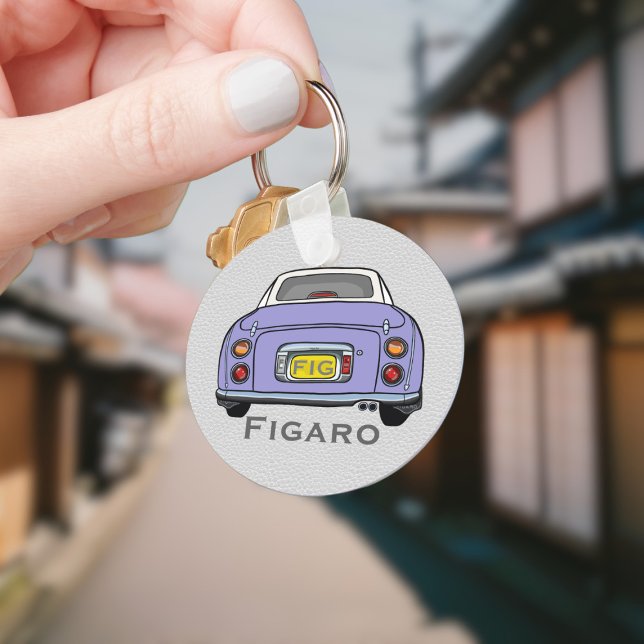 Figarations Cute Lilac Figaro Car Driver Name Key Ring (Add your name and initials to this cute lilac figaro car keychain.)