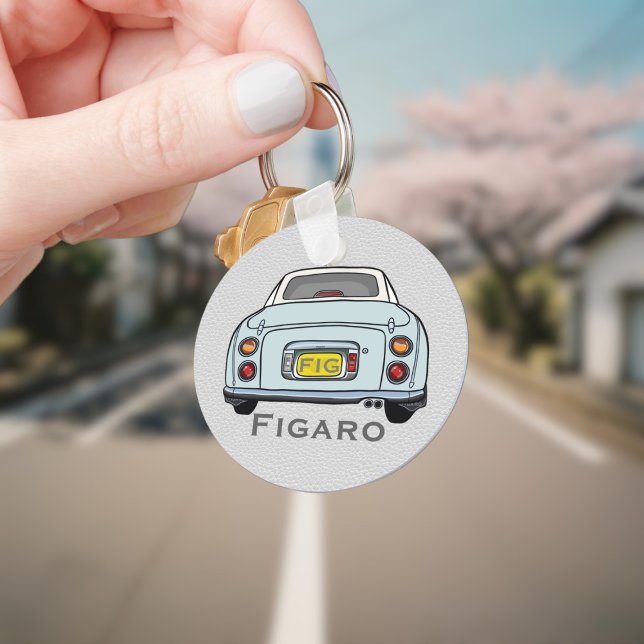 Figarations Cute Pale Aqua Figaro Car Monogram Key Ring (Add your name and initials to this cute pale aqua figaro car keychain.)
