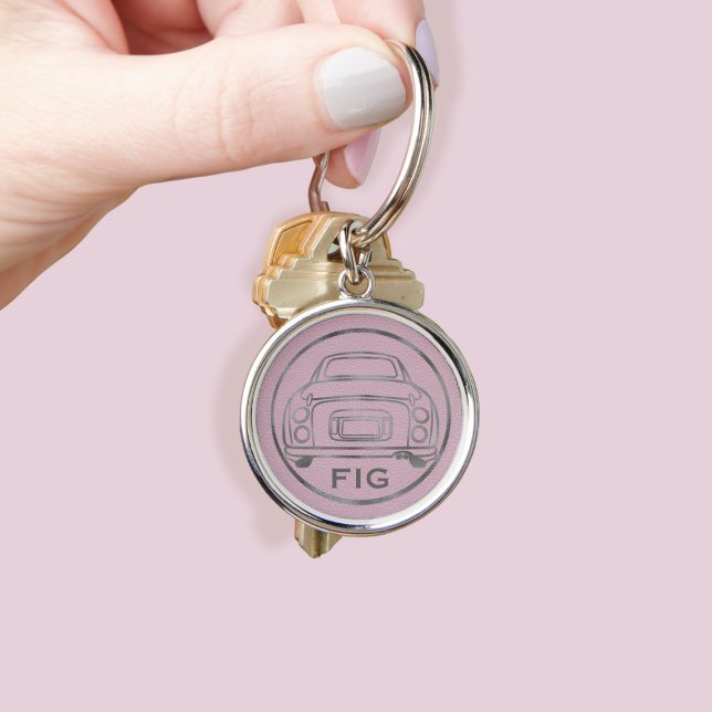 Figarations Cute Pink Figaro Car Silver Monogram Key Ring (Add your initials! Perfect for your pink figaro car keys)