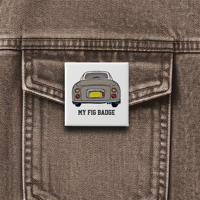 Figarations Cute Topaz Mist Figaro Motor Car Name 15 Cm Square Badge (A fun figgy pin button badge to attach to you! Show off your love of topaz mist cars)