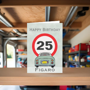 Figarations Emerald Green Figaro Car Birthday Card