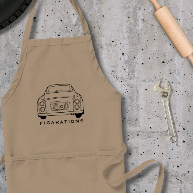 Figarations Figaro Car Name Garage Apron (A figaro apron perfect for the kitchen or garage. Add your name and initials)